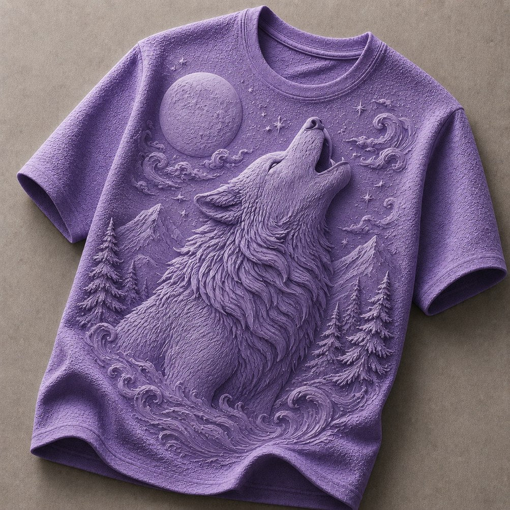 Fearless Wolf 3D Premium Purple Tee