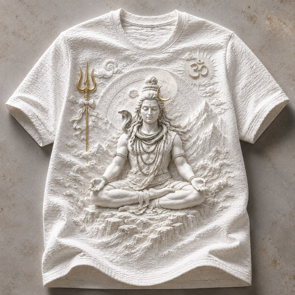 Lord Shiva Celestial Serenity White T-Shirt