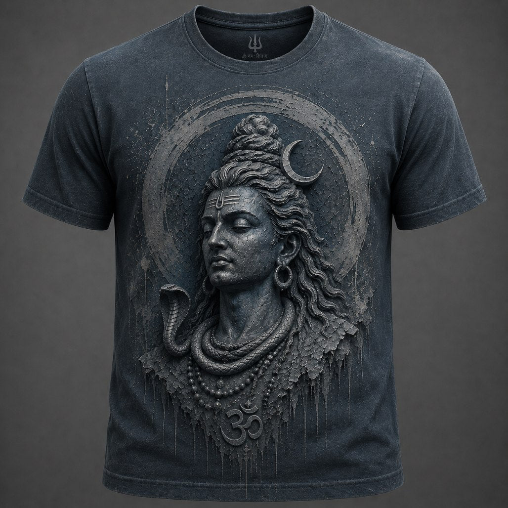 Lord Shiva Moonlit Aura Charcoal T-Shirt