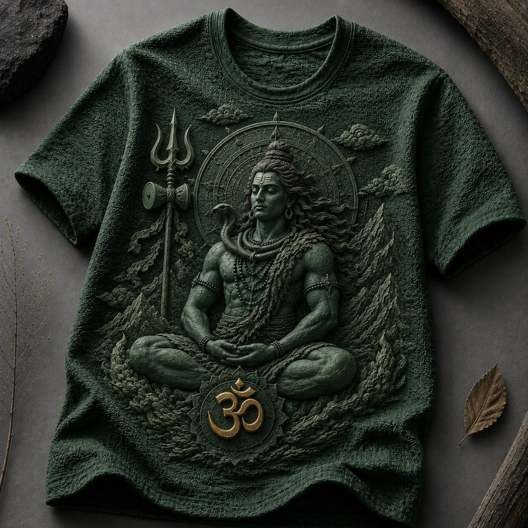 Lord Shiva Sacred Om Green T-Shirt