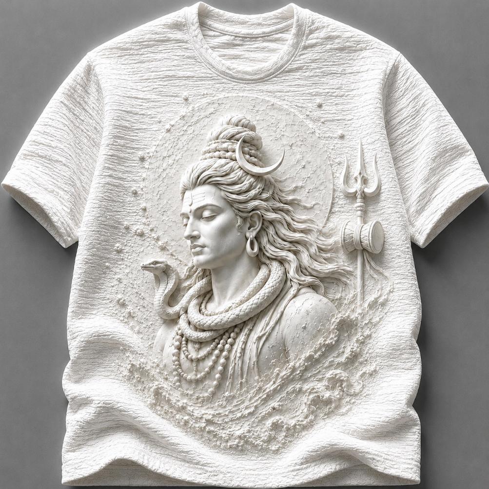 Lord Shiva Divine Serenity White T-Shirt