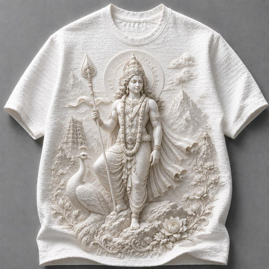 Lord Kartikeya With Sacred Peacock T-Shirt