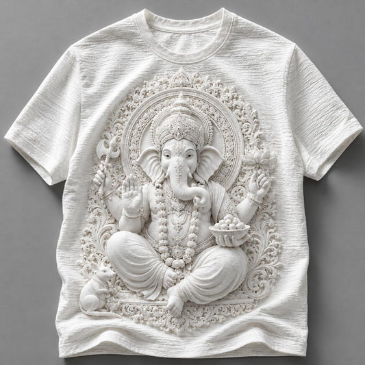 Lord Ganesha Blessings Sculpted Art T-Shirt