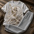 Durga Matha White T-Shirt and Light Grey Trackpant Combo