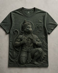 Lord Hanuman Divine Strength Olive Green T-Shirt