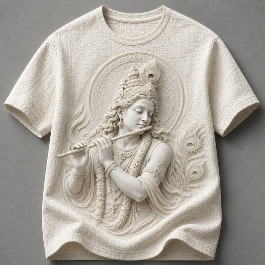 Lord Krishna Divine Flute Cream T-Shirt