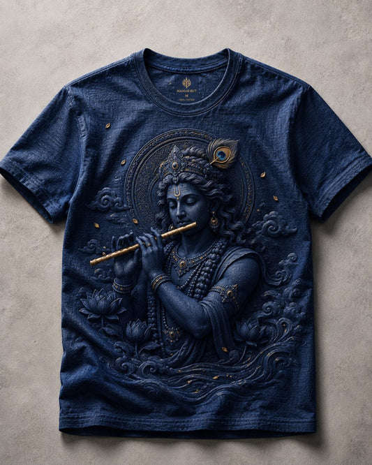 Lord Krishna Mystic Flute Blue T-Shirt