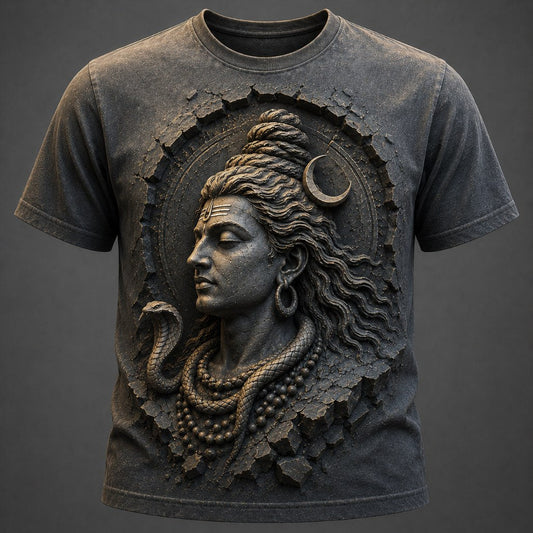Lord Shiva Ancient Relief Charcoal T-Shirt