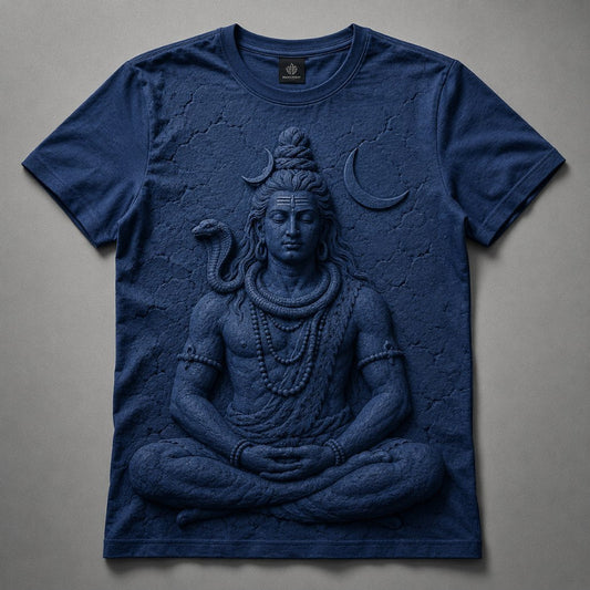 Lord Shiva Eternal Calm Navy Blue T-Shirt