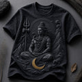 Lord Shiva Moonlit Meditation Black T-Shirt