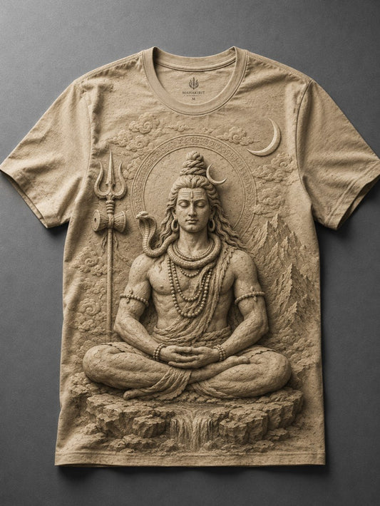 Lord Shiva Peaceful Aura Sand Beige T-Shirt
