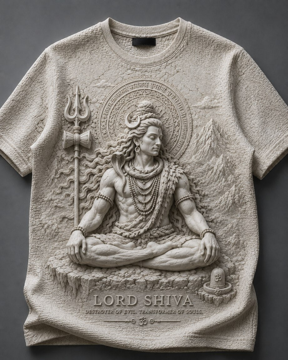 Lord Shiva Peaceful Wisdom Stone Beige T-Shirt
