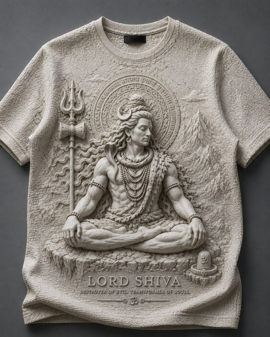 Lord Shiva Peaceful Wisdom Stone Beige T-Shirt