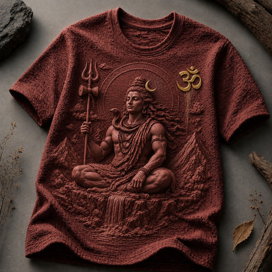 Lord Shiva Sacred Meditation Maroon T-Shirt