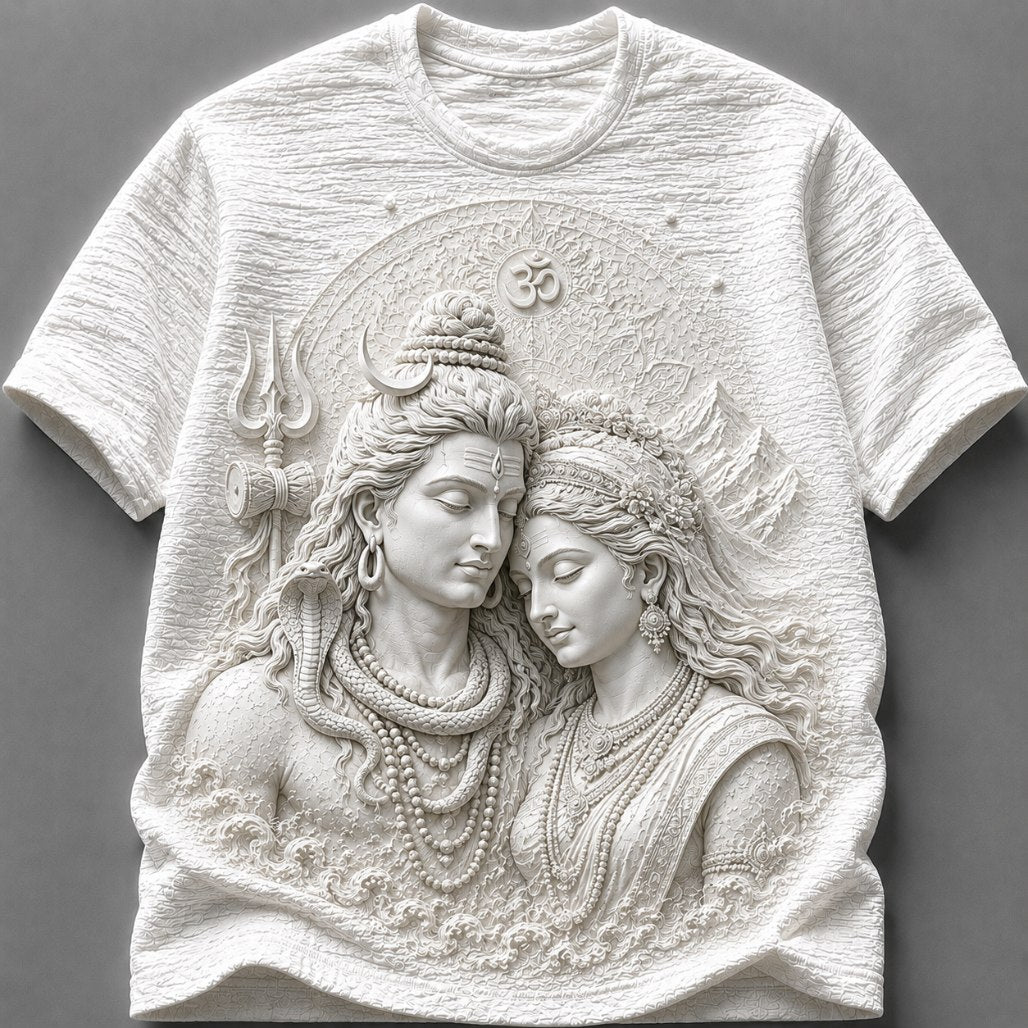 Lord Shiva and Goddess Parvati Divine Union White T-Shirt