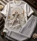 Lord Rama With Bow and Arrows White T-Shirt with Grey Trackpant Combo