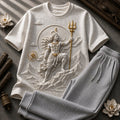 Lord Shiva Mystic Power White T-Shirt with Ash Grey Trackpant Combo